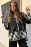 Zeta Otto Brushed Cotton Gingham Lace Shirt Mono /7=